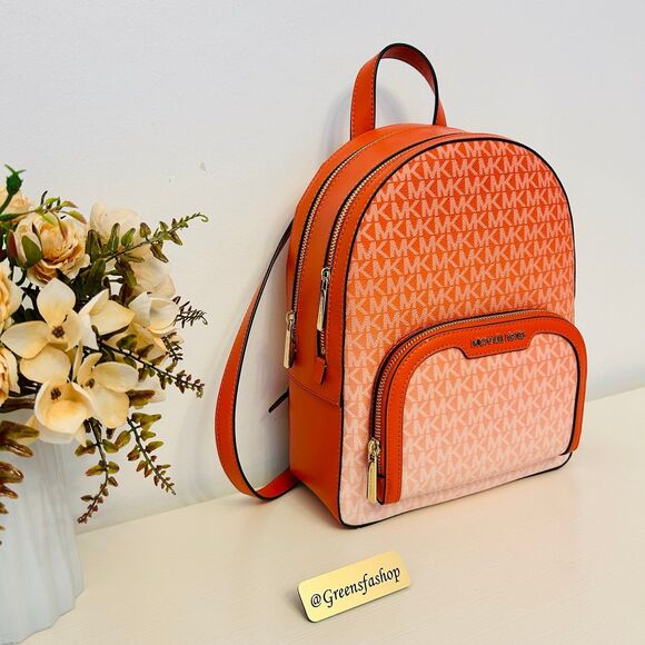 Michael Kors Jaycee Medium Ombré Signature Logo Backpack Red Clay main image 4